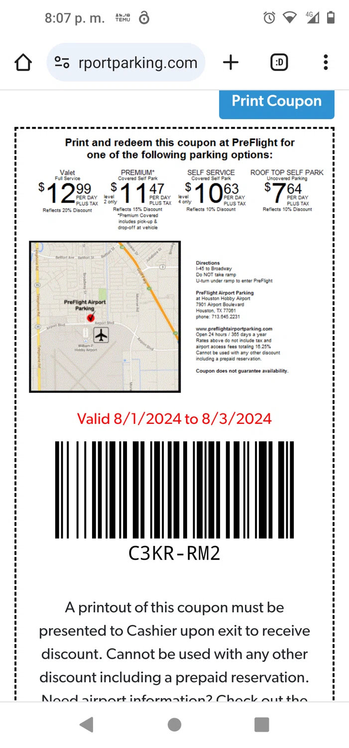where to use Premium Parking promo code box