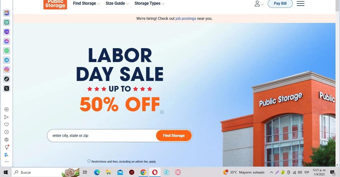 where to use Public Storage promo code box