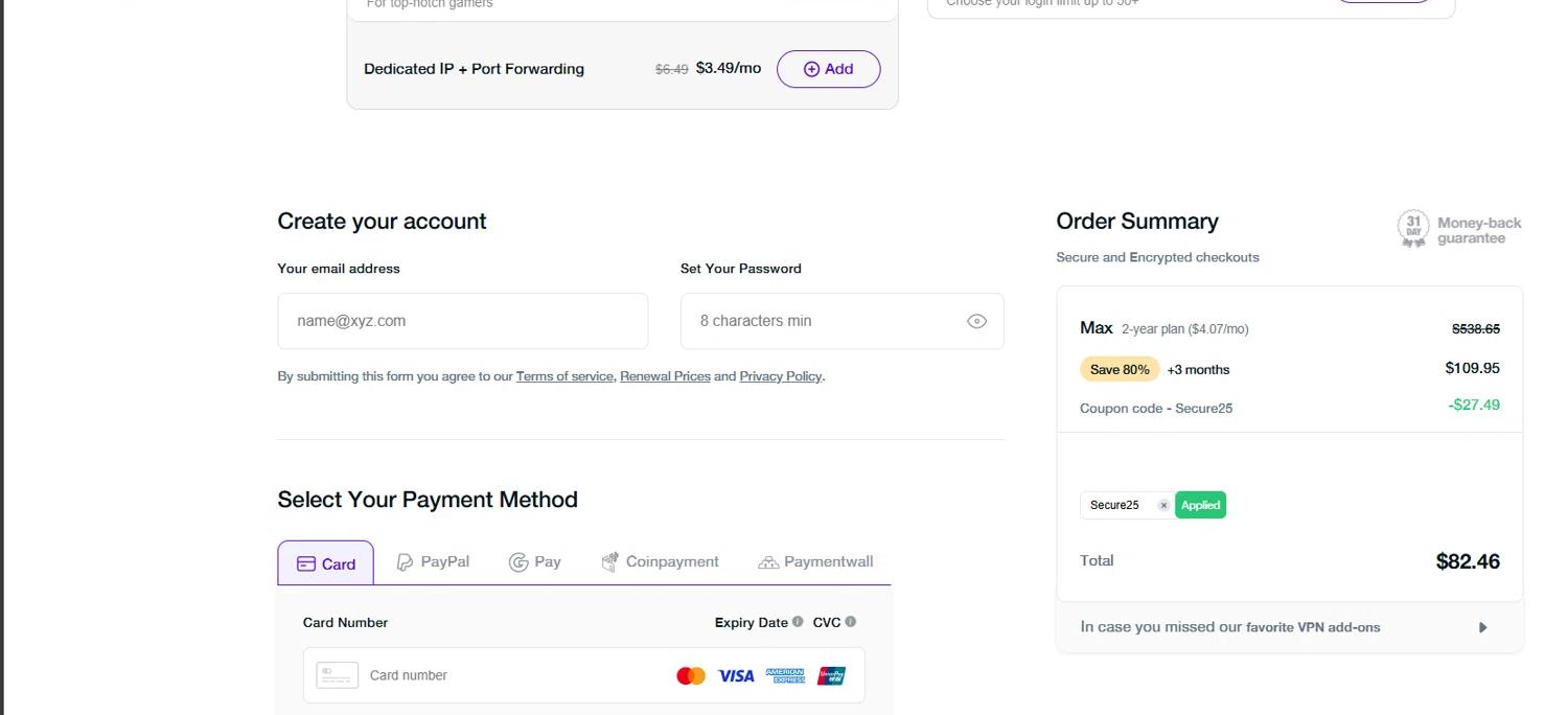 where to use PureVPN promo code box
