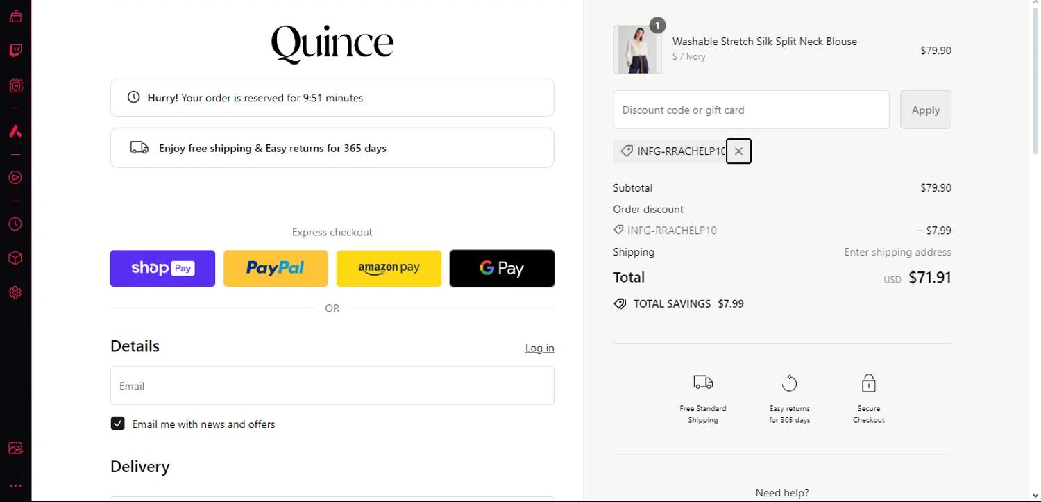 how to use Quince coupons