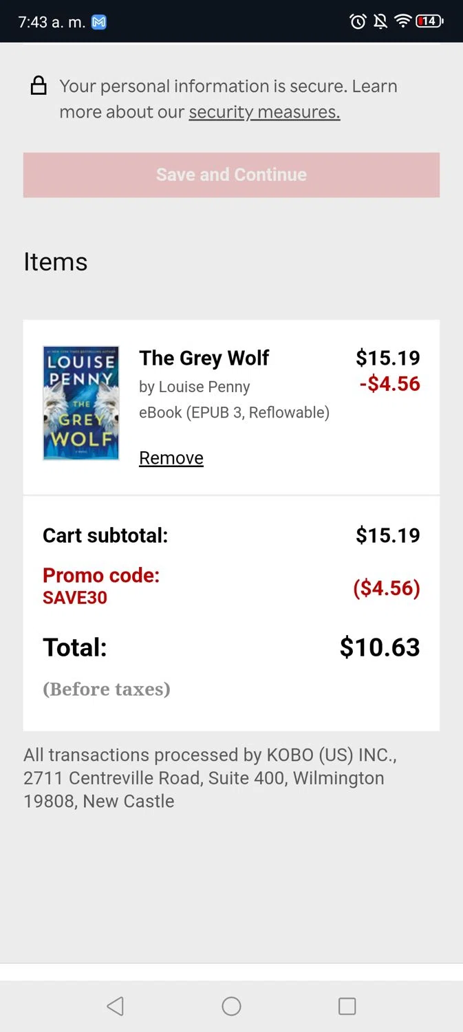 where to use Kobo Books promo code box