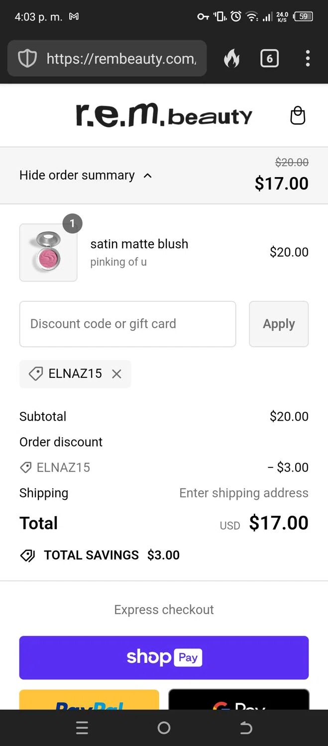 where to use R.e.m. beauty promo code box