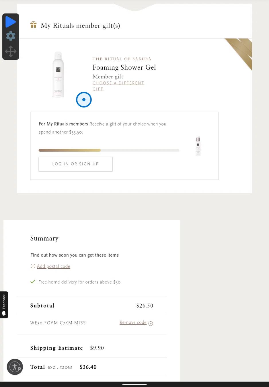 where to use Rituals promo code box