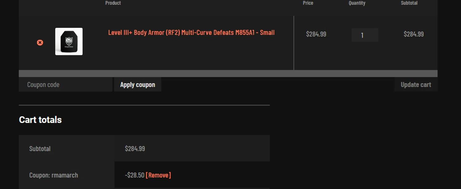 how to use RMA Armament coupons
