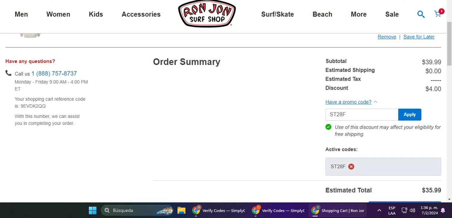 where to use Ron Jon Surf Shop promo code box