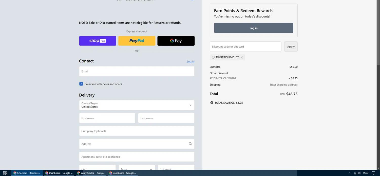 where to use ROUNDERBUM promo code box
