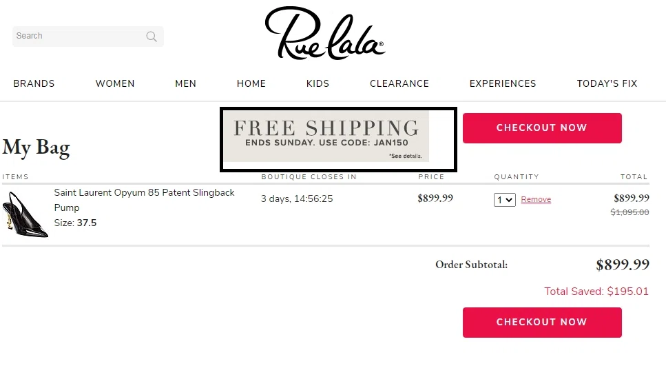 where to use Rue La La promo code box