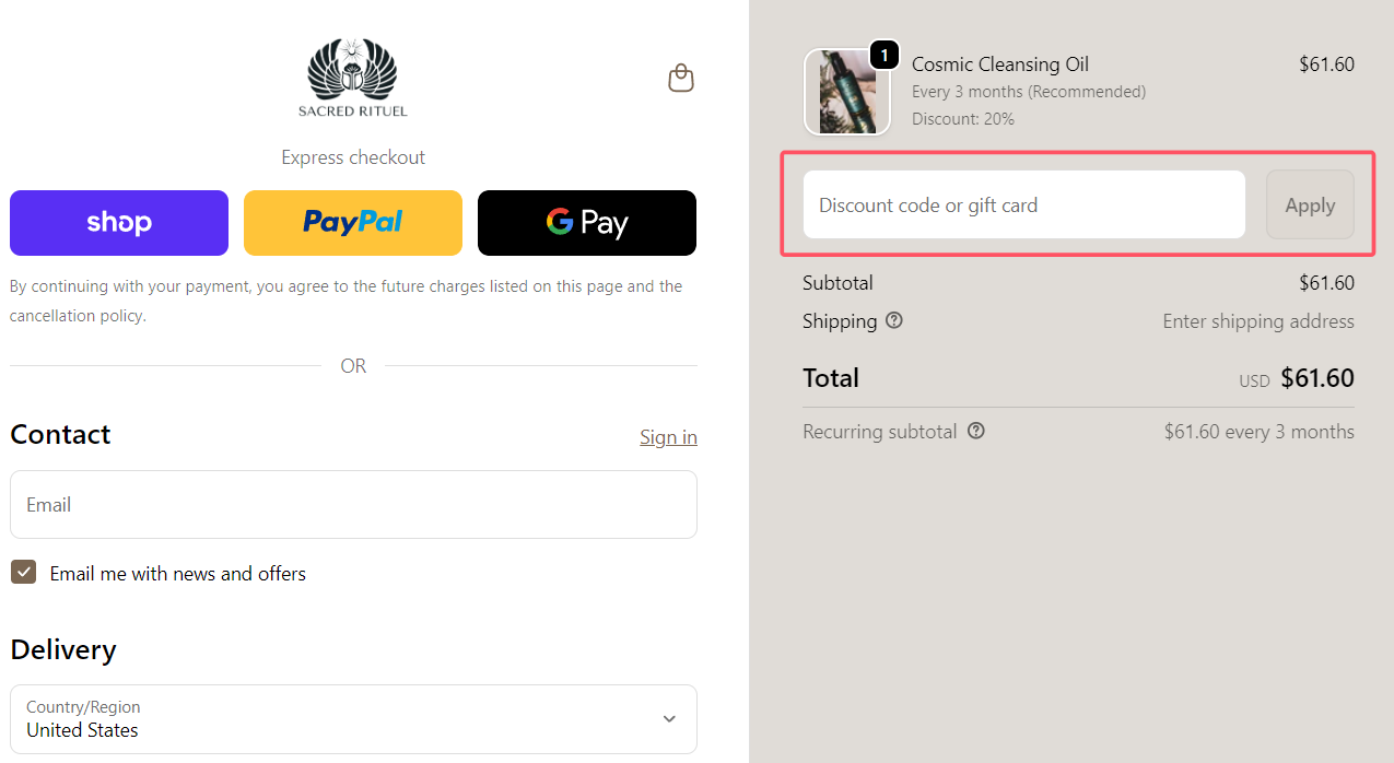 how to use Sacred Rituel Beauty coupons