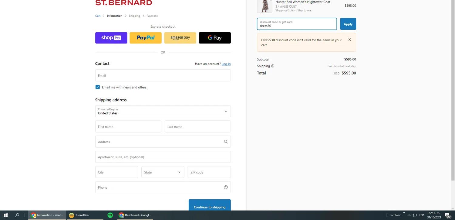 where to use Saint Bernard promo code box