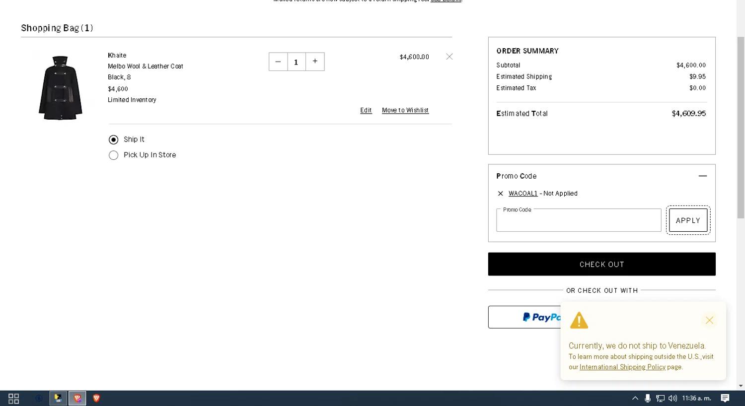 where to use Saks Fifth Avenue promo code box