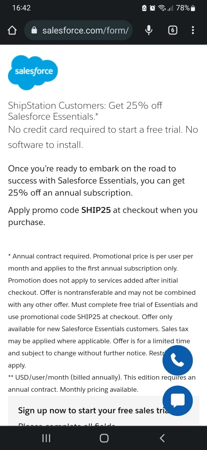 where to use SalesForce promo code box