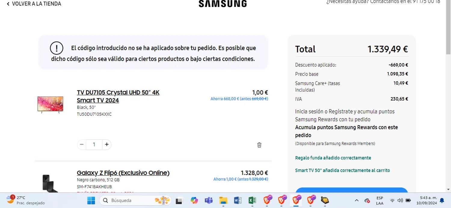 where to use Samsung promo code box