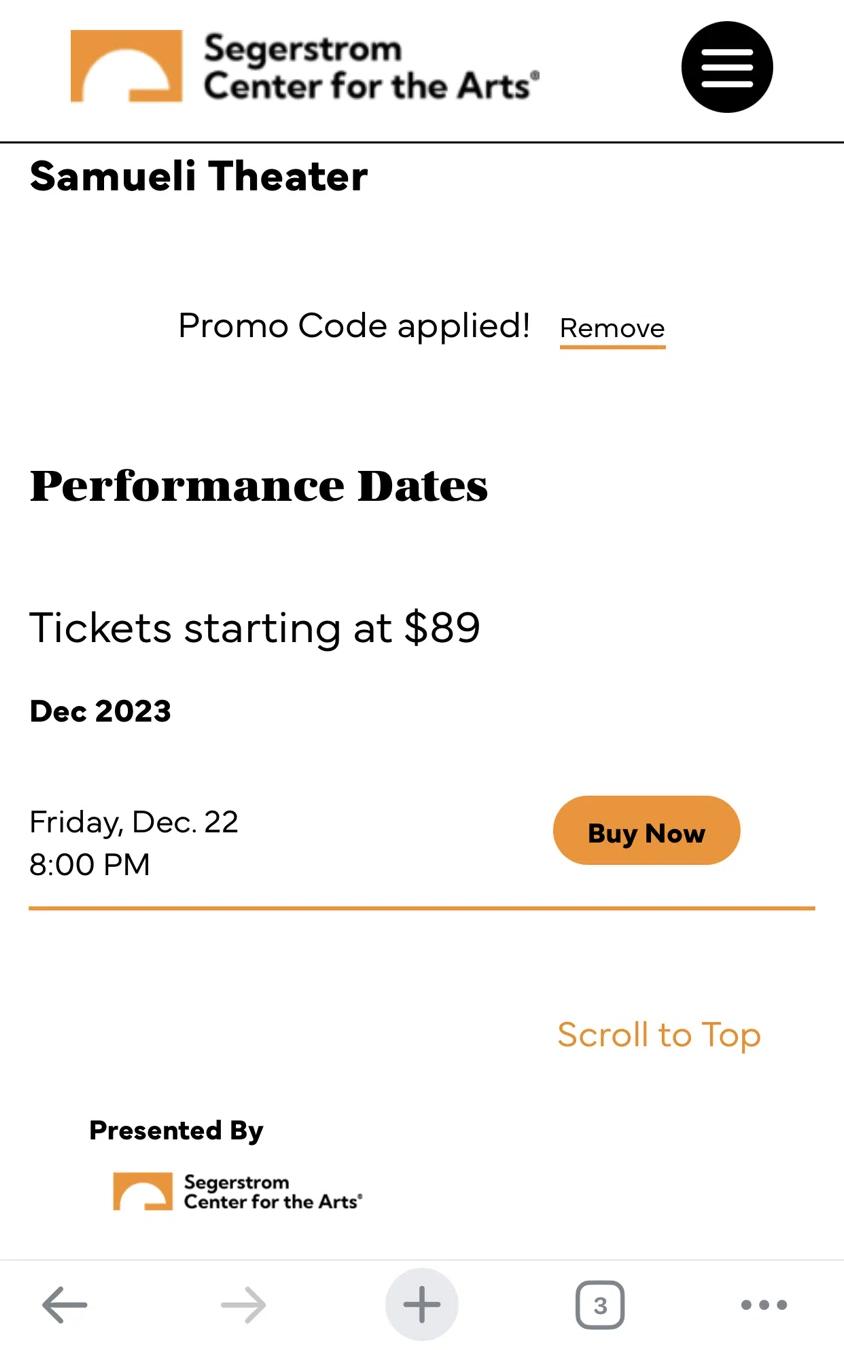 how to use Segerstrom Center for the Arts coupons
