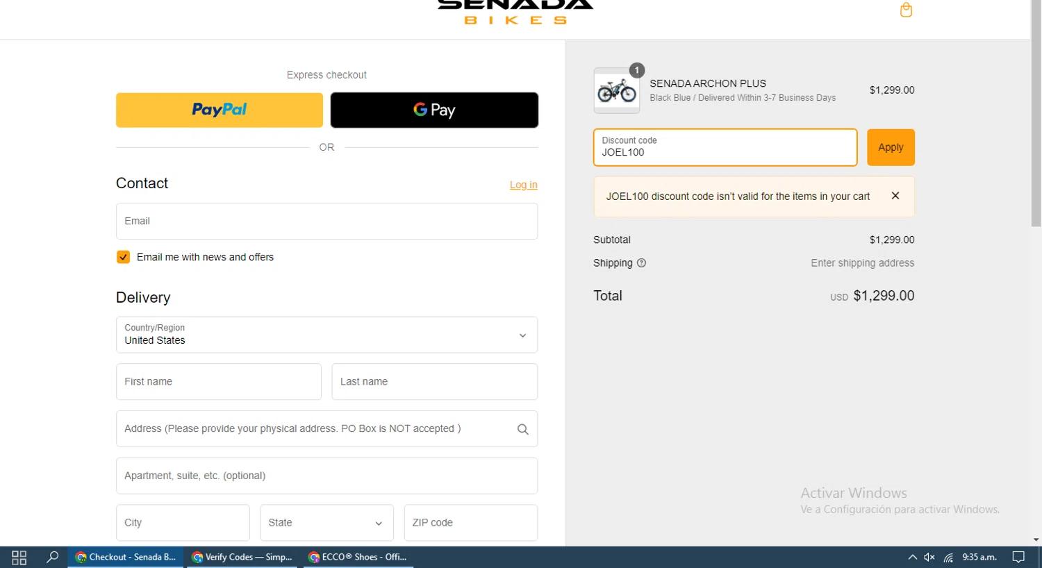how to use Senada coupons