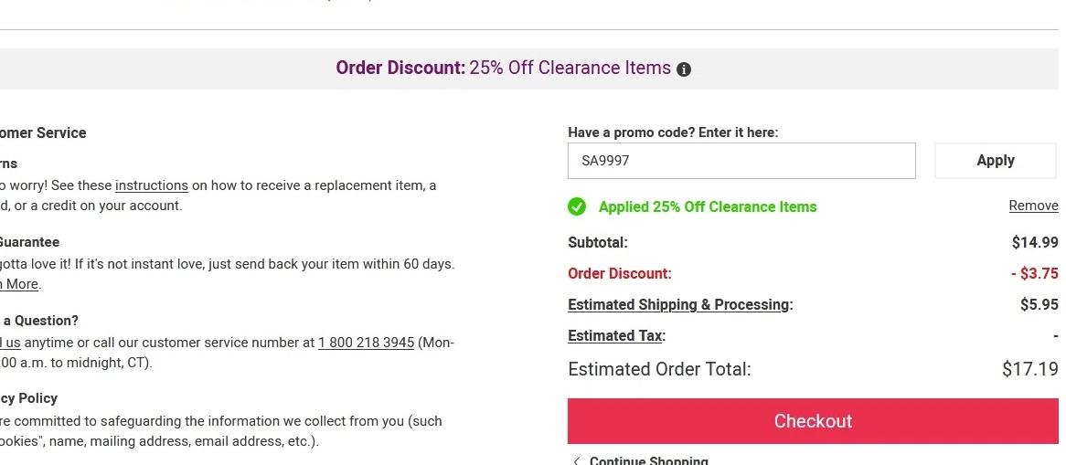 where to use Seventh Avenue promo code box
