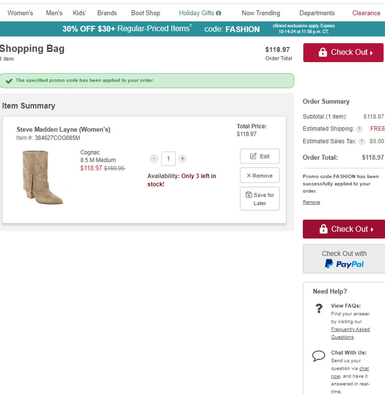 where to use ShoeMall promo code box