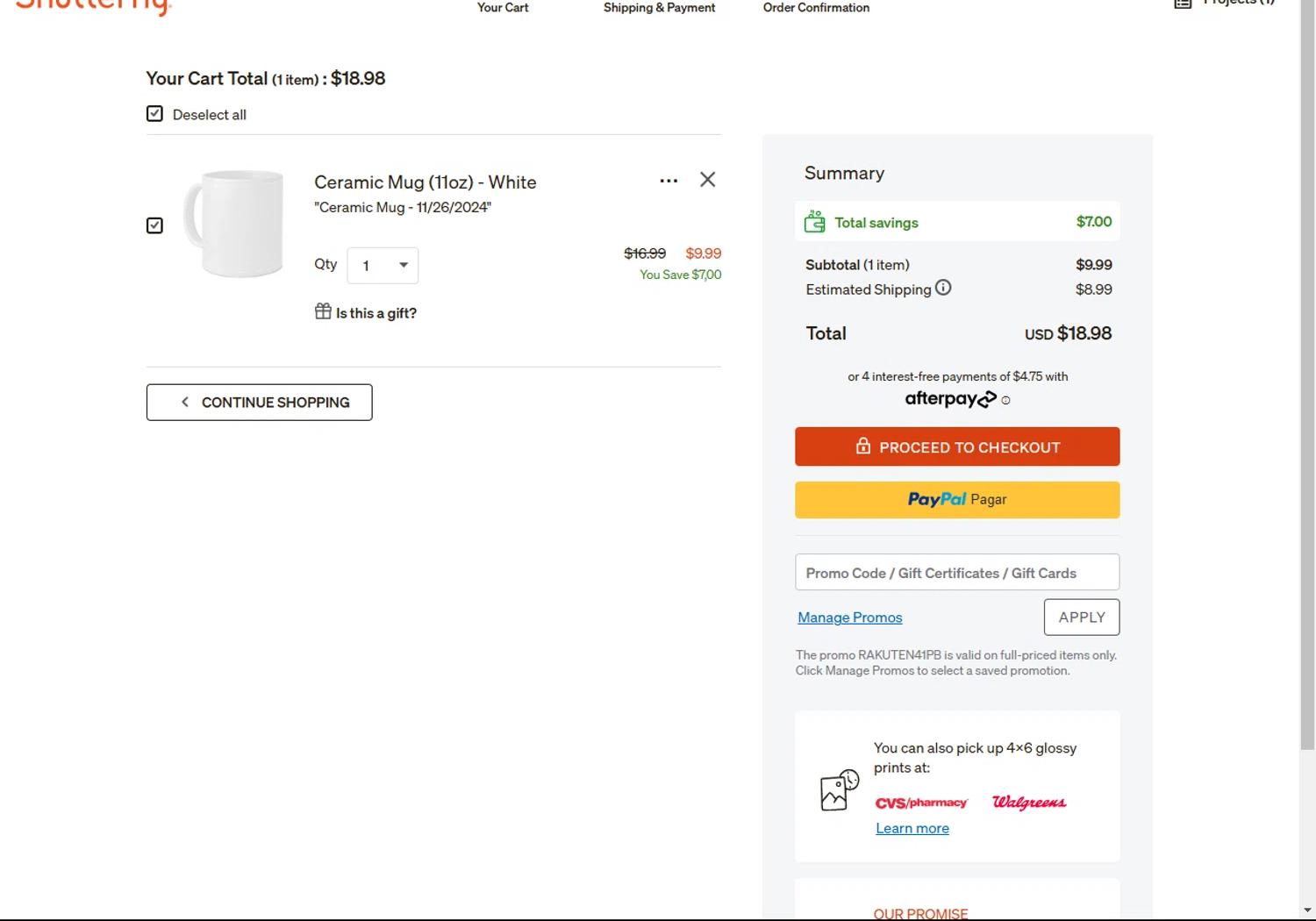 where to use Shutterfly promo code box