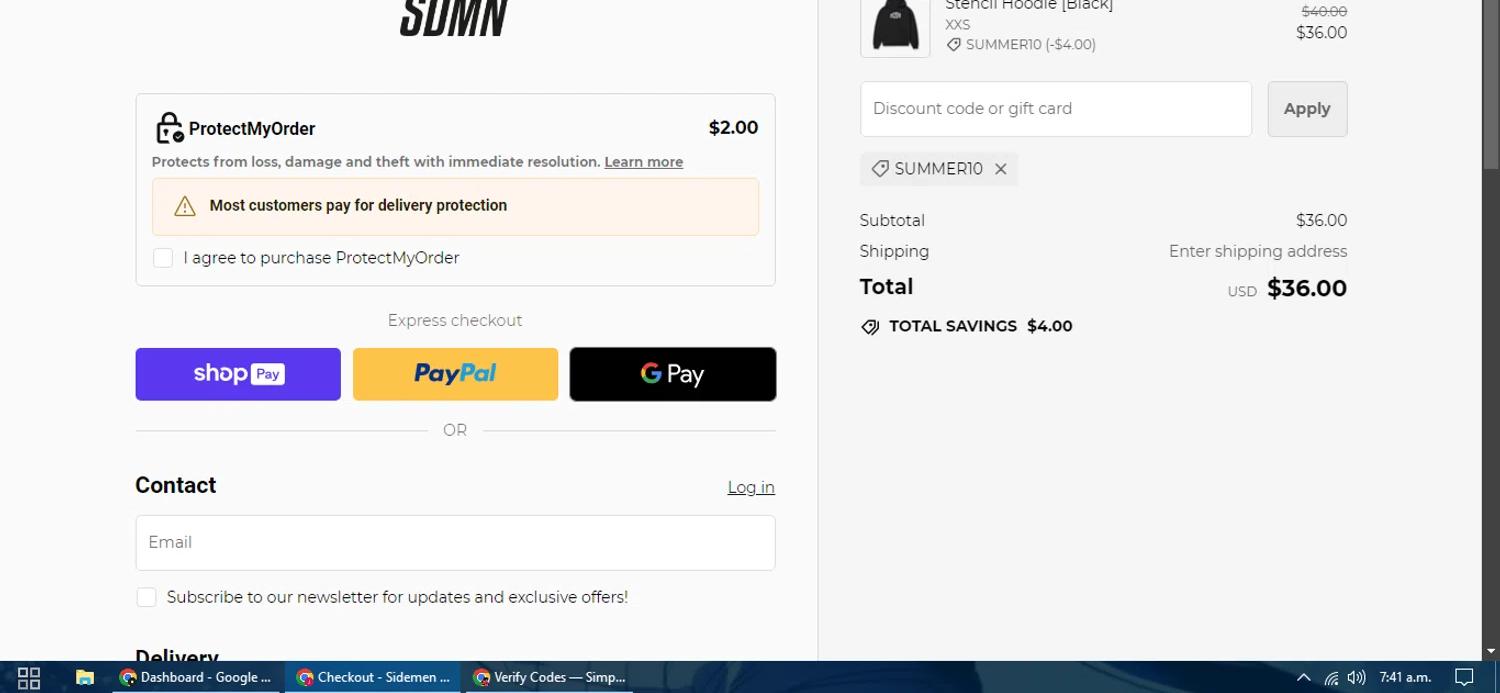 where to use Sidemen Clothing promo code box