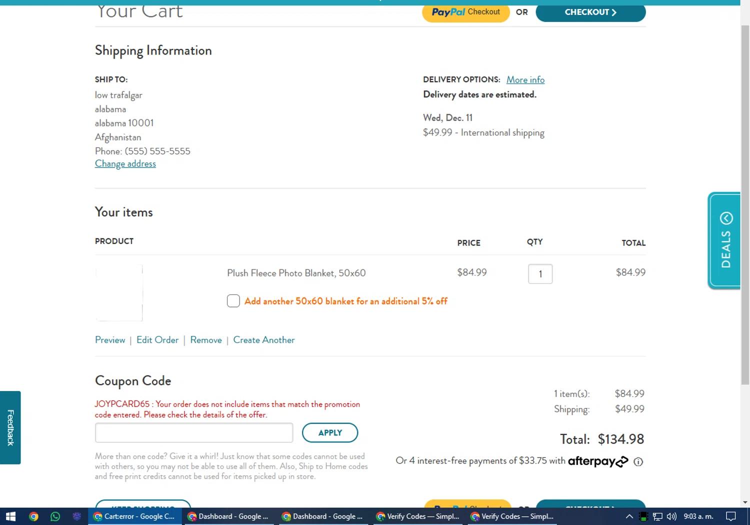 where to use Snapfish promo code box