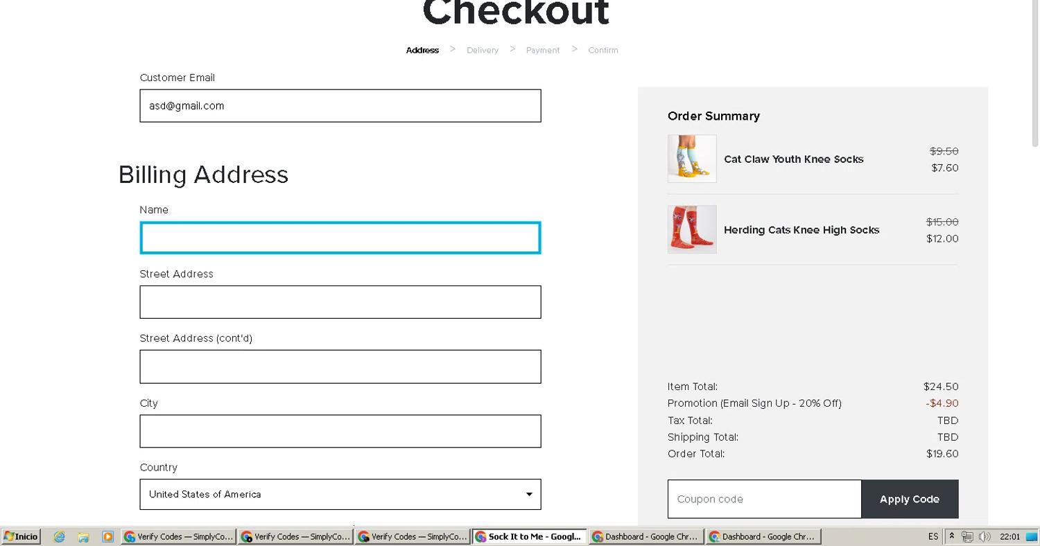 where to use Sock It to Me promo code box