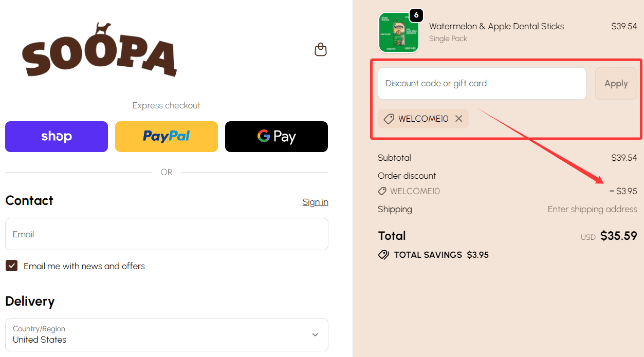 how to use Soopa Pets coupons