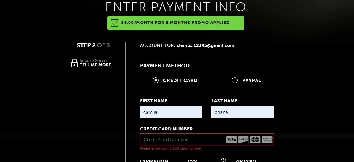 where to use DAZN promo code box
