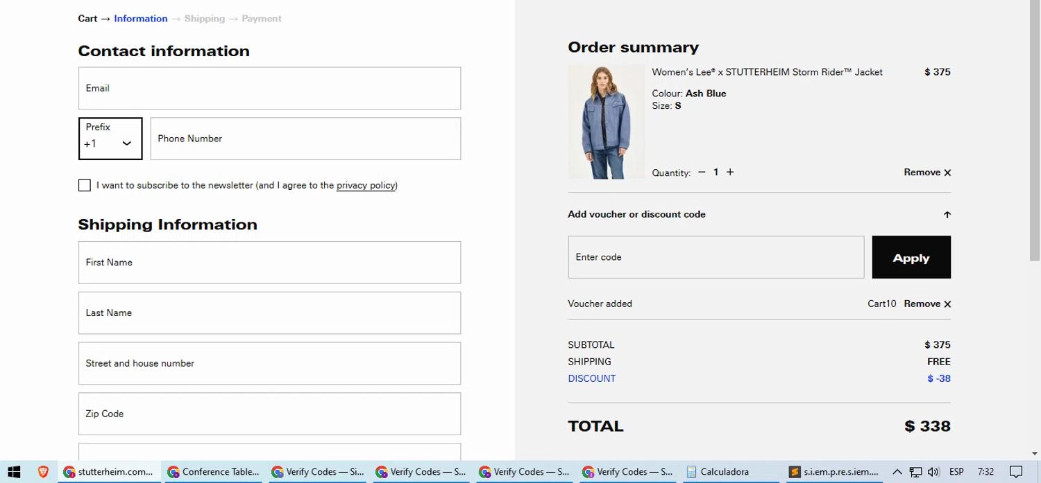 where to use Stutterheim promo code box