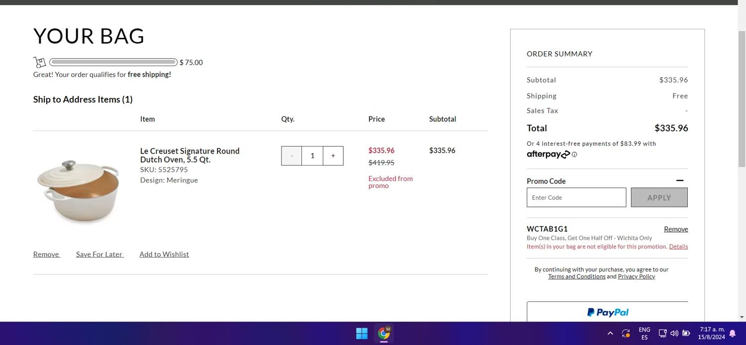 where to use Sur La Table promo code box