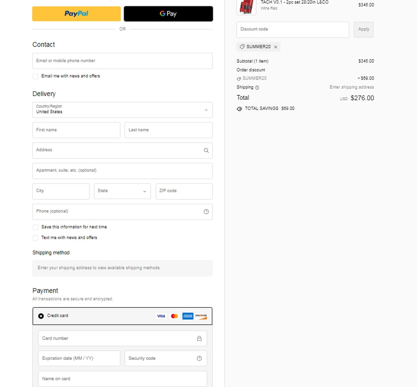 where to use Tach Luggage promo code box