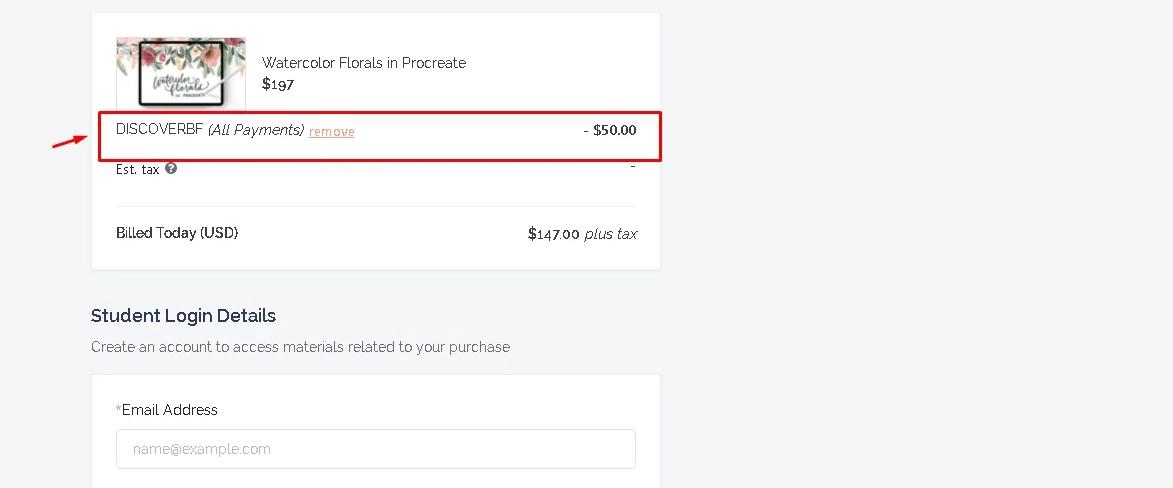 where to use teachable promo code box