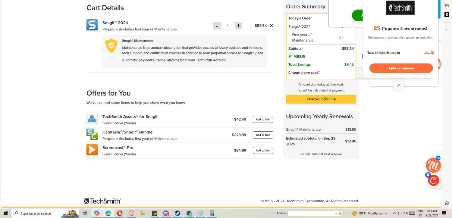 where to use TechSmith Online Store promo code box