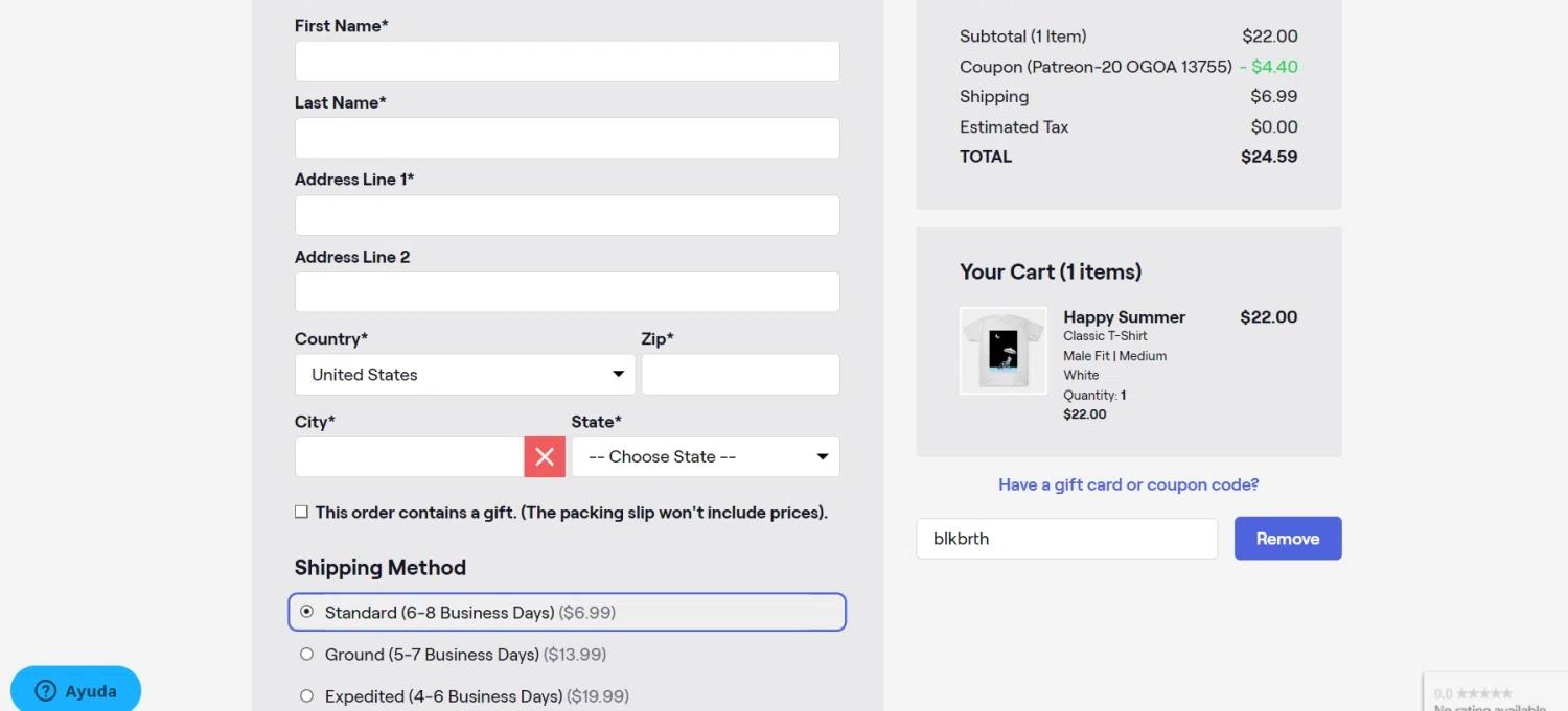where to use Teepublic promo code box