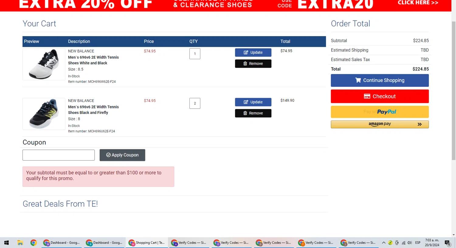 how to use Tennis Express coupons