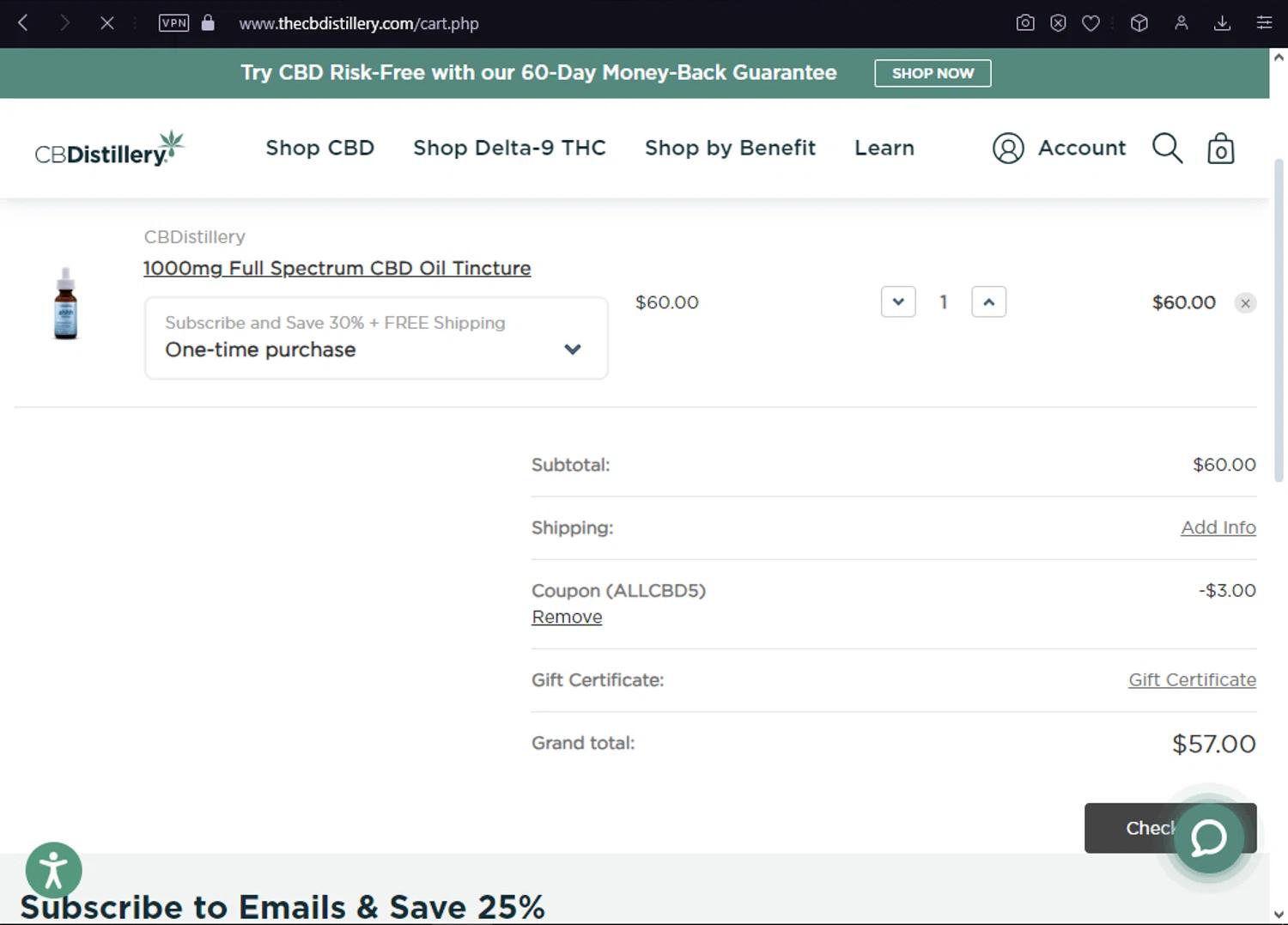 where to use The CBDistillery promo code box