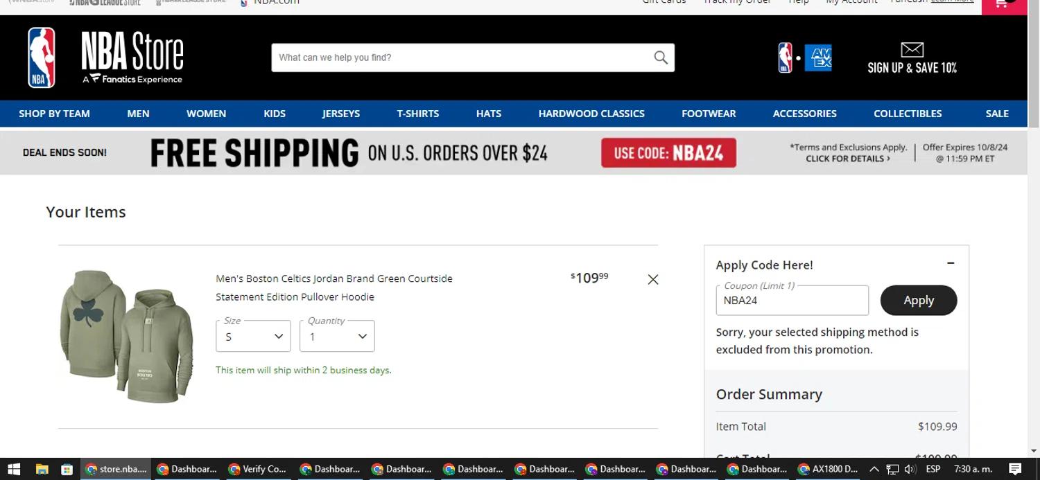 how to use NBA Store coupons