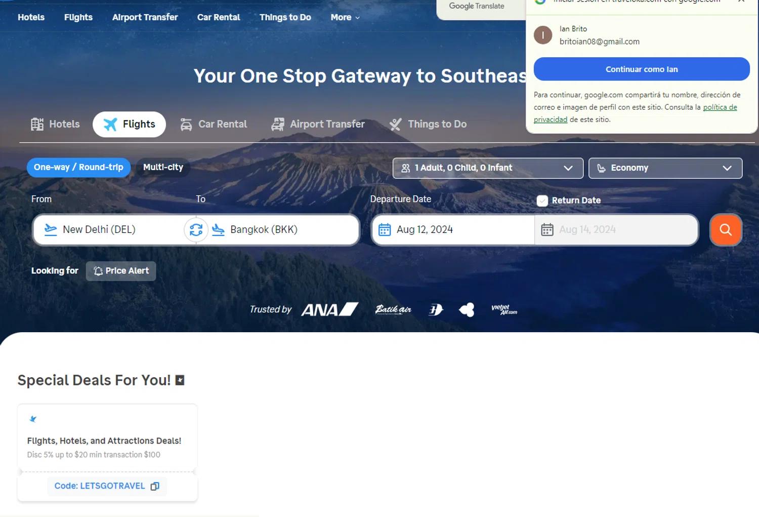 where to use Traveloka promo code box