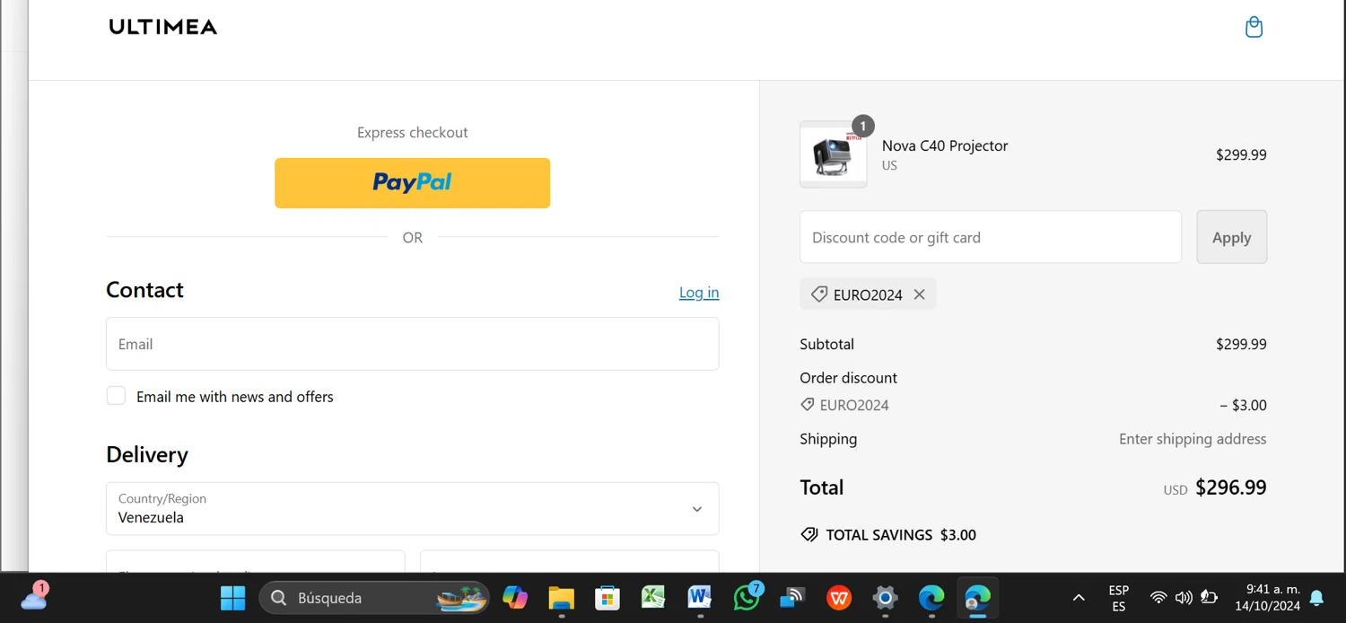 where to use Ultimea promo code box