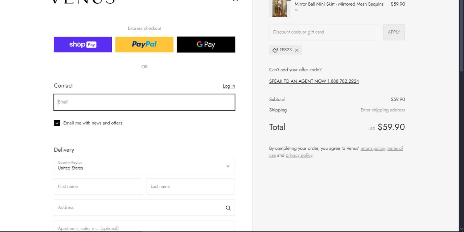 how to use Venus coupons