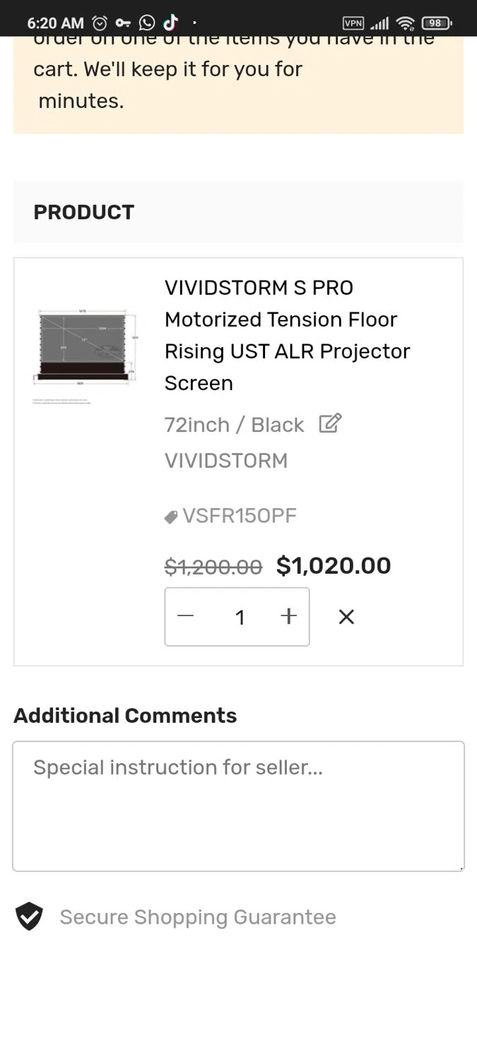 where to use VIVIDSTORM promo code box