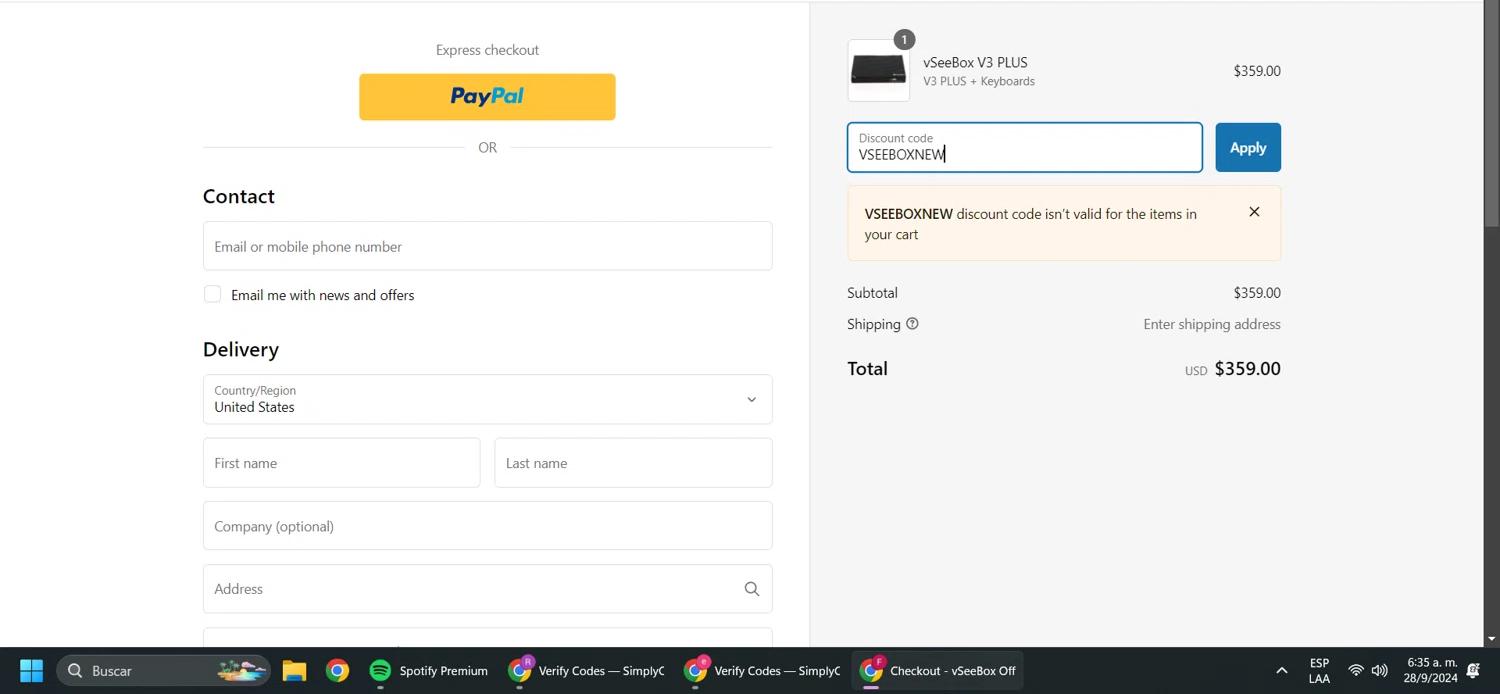 where to use Vseebox promo code box
