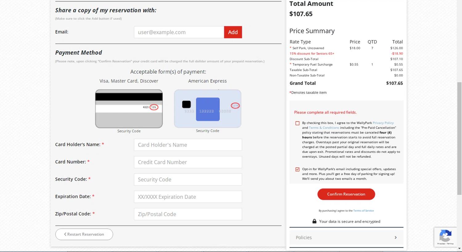 where to use WallyPark promo code box