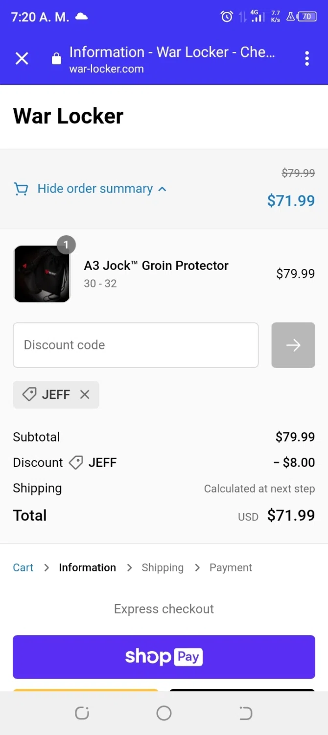 where to use War Locker promo code box