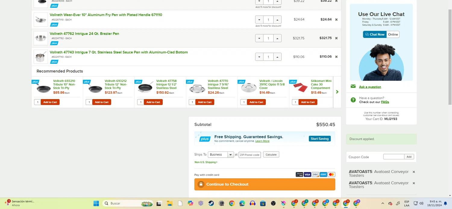 where to use WEBstaurant Store promo code box