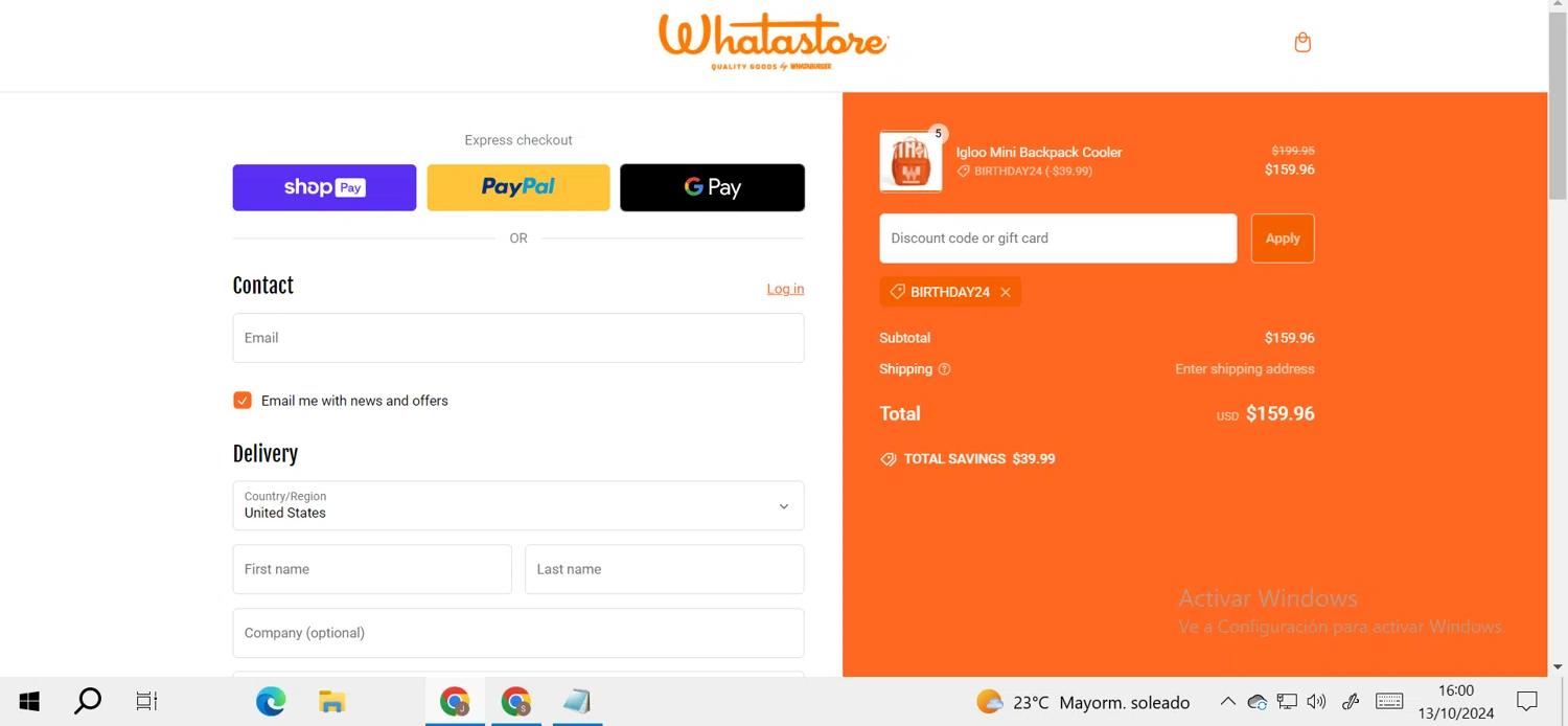 where to use Whatastore promo code box