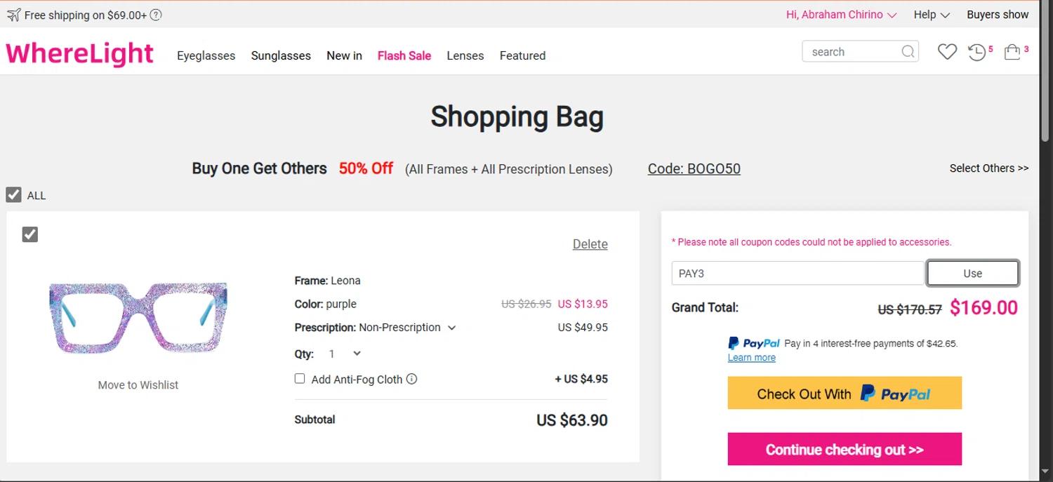 where to use Where Light promo code box