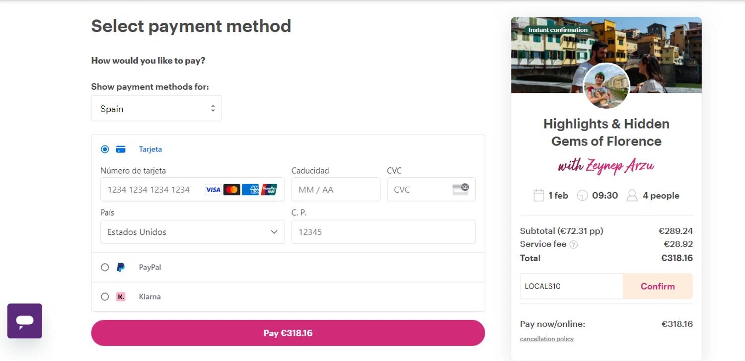 where to use Withlocals promo code box