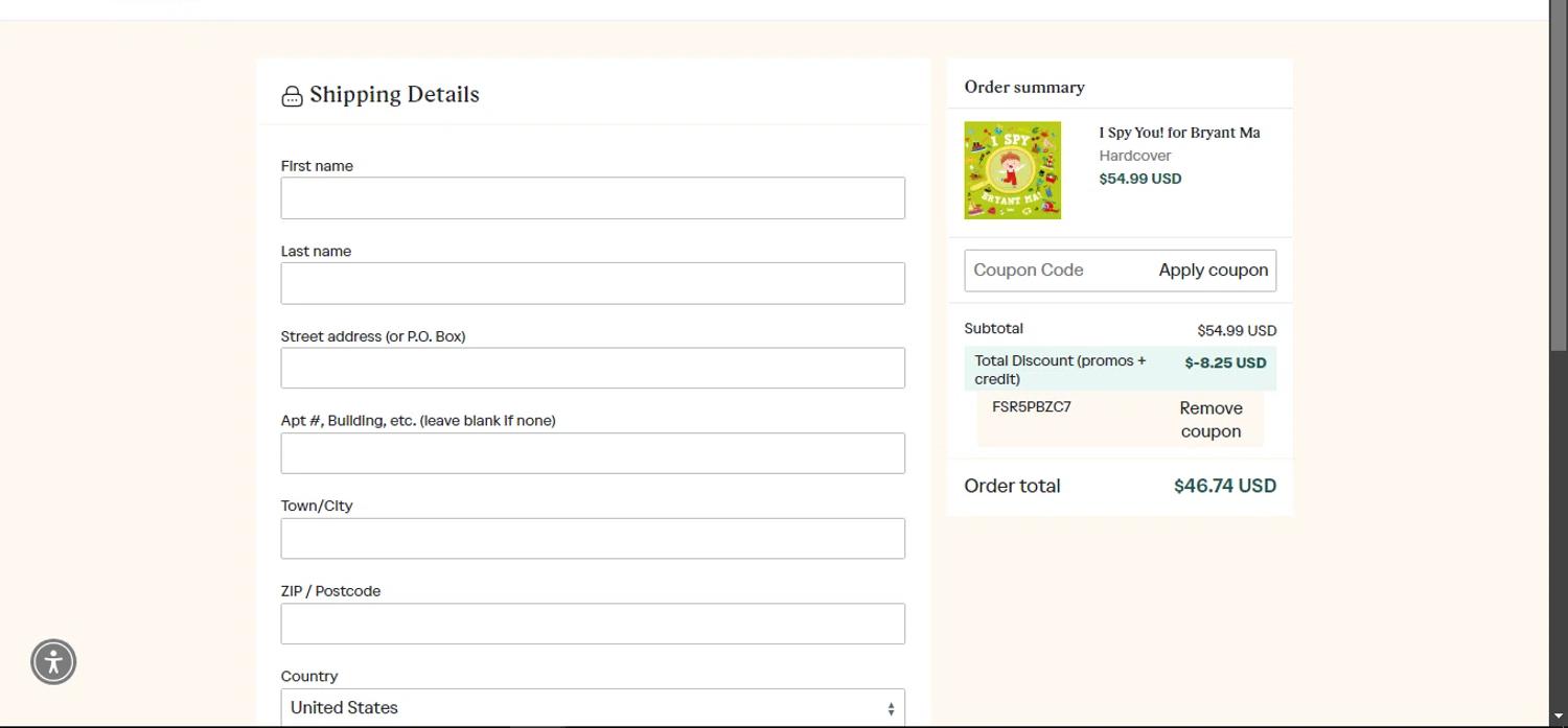 where to use Wonderbly promo code box