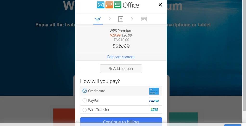 where to use WPS Office promo code box