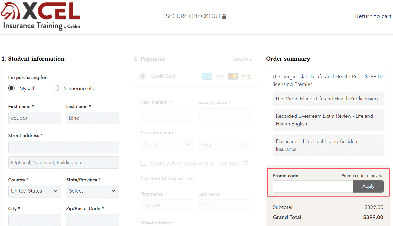 where to use Xcel Solutions promo code box