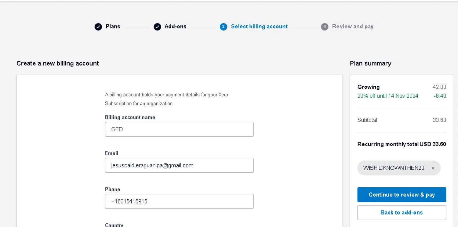 where to use Xero promo code box